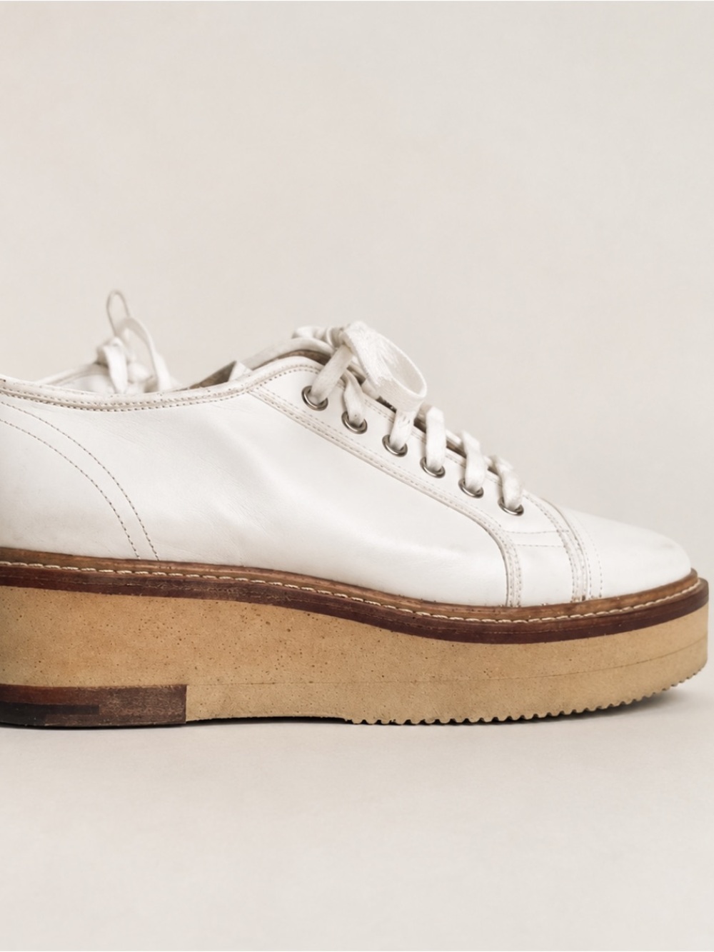 Dries Van Noten White Leather Platform Derby Oxfords EU 37